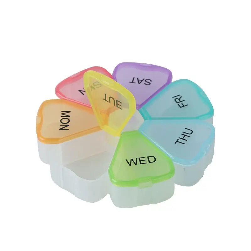 Nice flower shape  7 days weekly  pill box case storage fancy plastic box mini decorative cases  boxes container