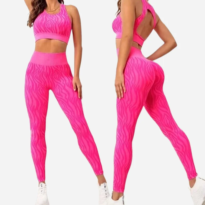 New Zebra Yoga Wear Seamless  Yoga Set Women Gym Fitness Set Push Up Leggings Sportswear Outdoor Workout Running Clothes Outfits