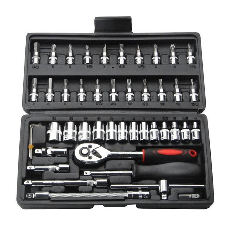 46pcs Factory Price Heavy Duty Hand Tools Black Portable 46-Piece Sleeve Tool Set