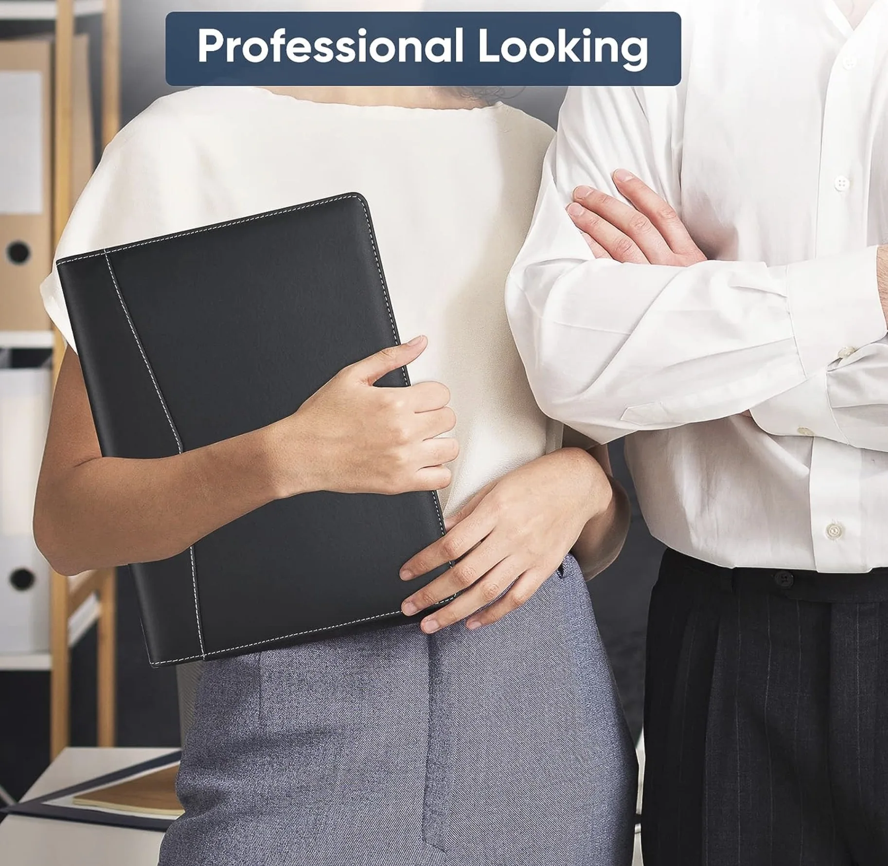 A4 PU Leather Padfolio Folder with Clipboard Pen Holder and Card Case-File Pockets Product