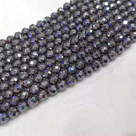 Wholesale A Grade Natural Smooth Gemstone  Hematite Cutting Loose Faceted Stone  beads