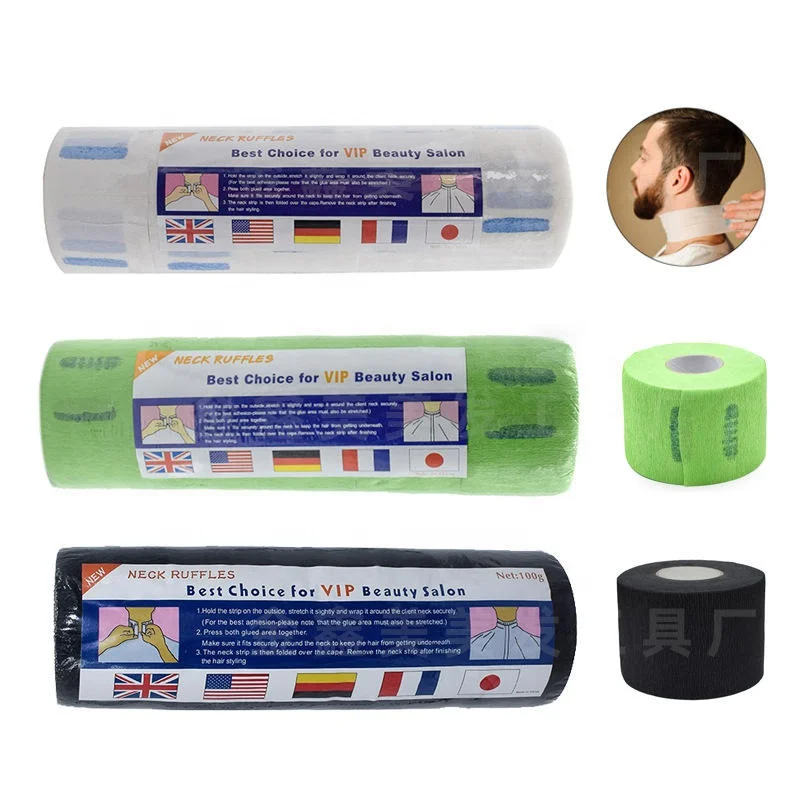Factory price waterproof  Barber Neck Strips for Haircut, Salon Accessories Disposable ruffles roll Paper Barber Neck Strips
