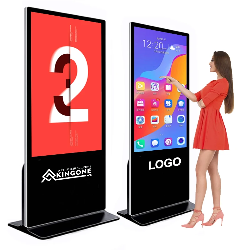 KINGONE Floor Standing 65 55 50 43-Inch Interactive LCD Advertising Display Touch Screen Kiosk Android Indoor Digital Signage