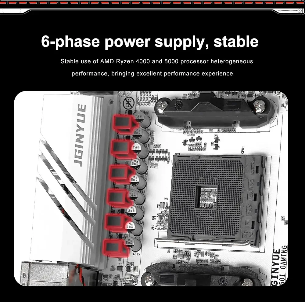 JGINYUE AMD B550 AM4 mini ITX Motherboard supports Ryzen R5 4000/5000 series processors DDR4 RAM PCI-E 4.0 B550i GAMING