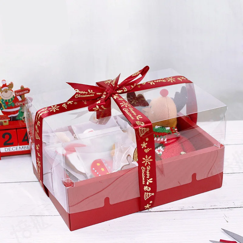ZL Wholesale Eco Pink Red Luxury Cardboard Paper Wedding Gift Box Packaging With Ribbon And Clear Lid For Christmas New Year