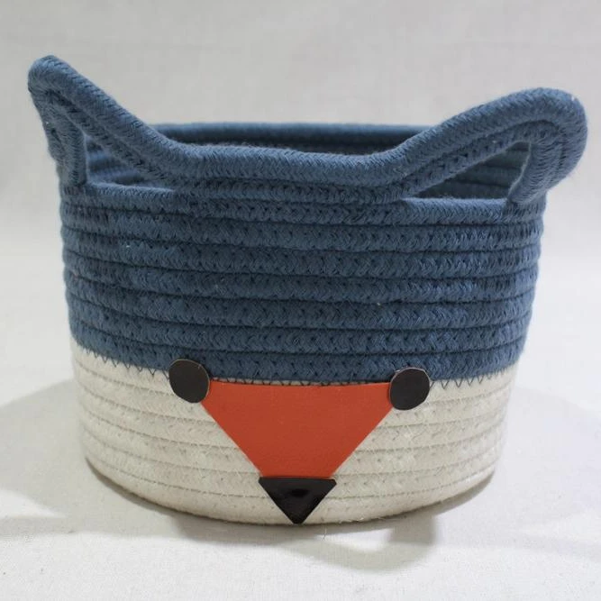 animal pattern cute cotton rope woven storage basket