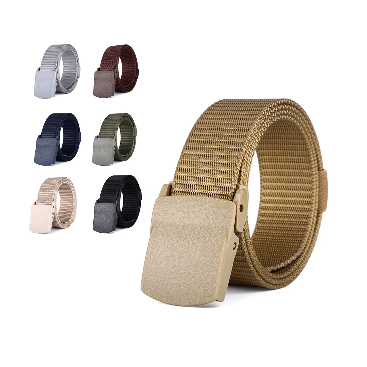 1.5in/3.8cm Outdoor Tactical Breathable Men Waist Nylon Web Canvas Fabric Belt With Plastic Buckle