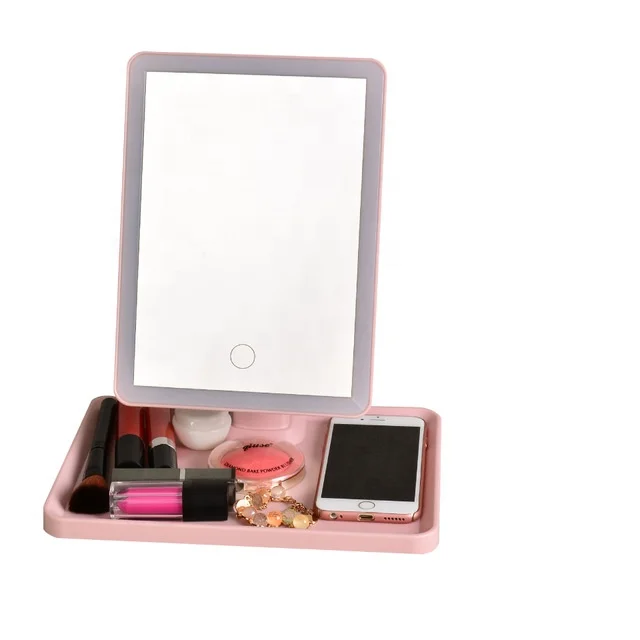 
Lighted desktop led makeup mirror fill light multi-function storage dressing beauty makeup mirror 