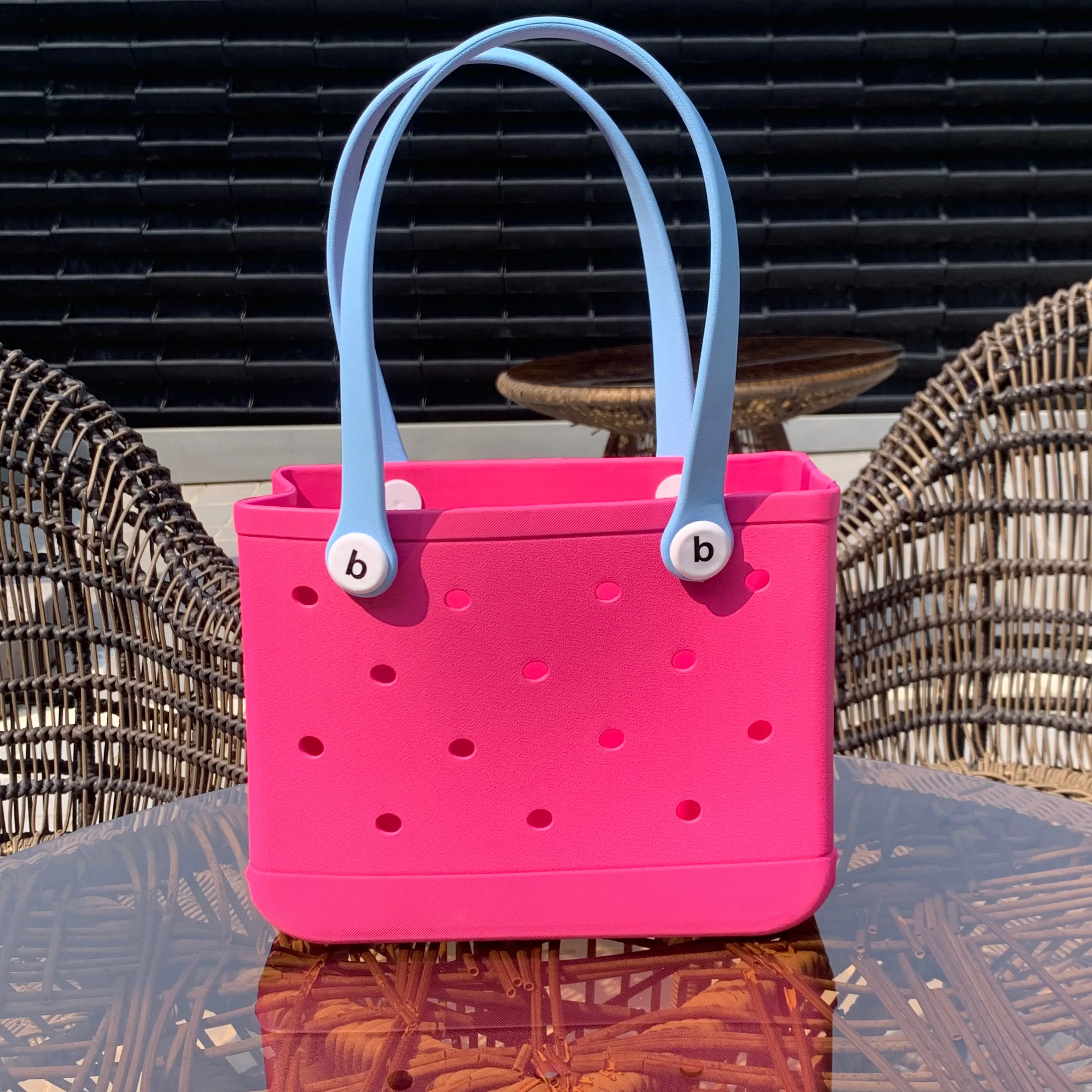 FENGJIU New Design Portable Summer Waterproof Eva Beach Bitty Bog Bag Rubber Beach Handbags Silicone Small Bog Baby Bag Rubber Silicone Bagg