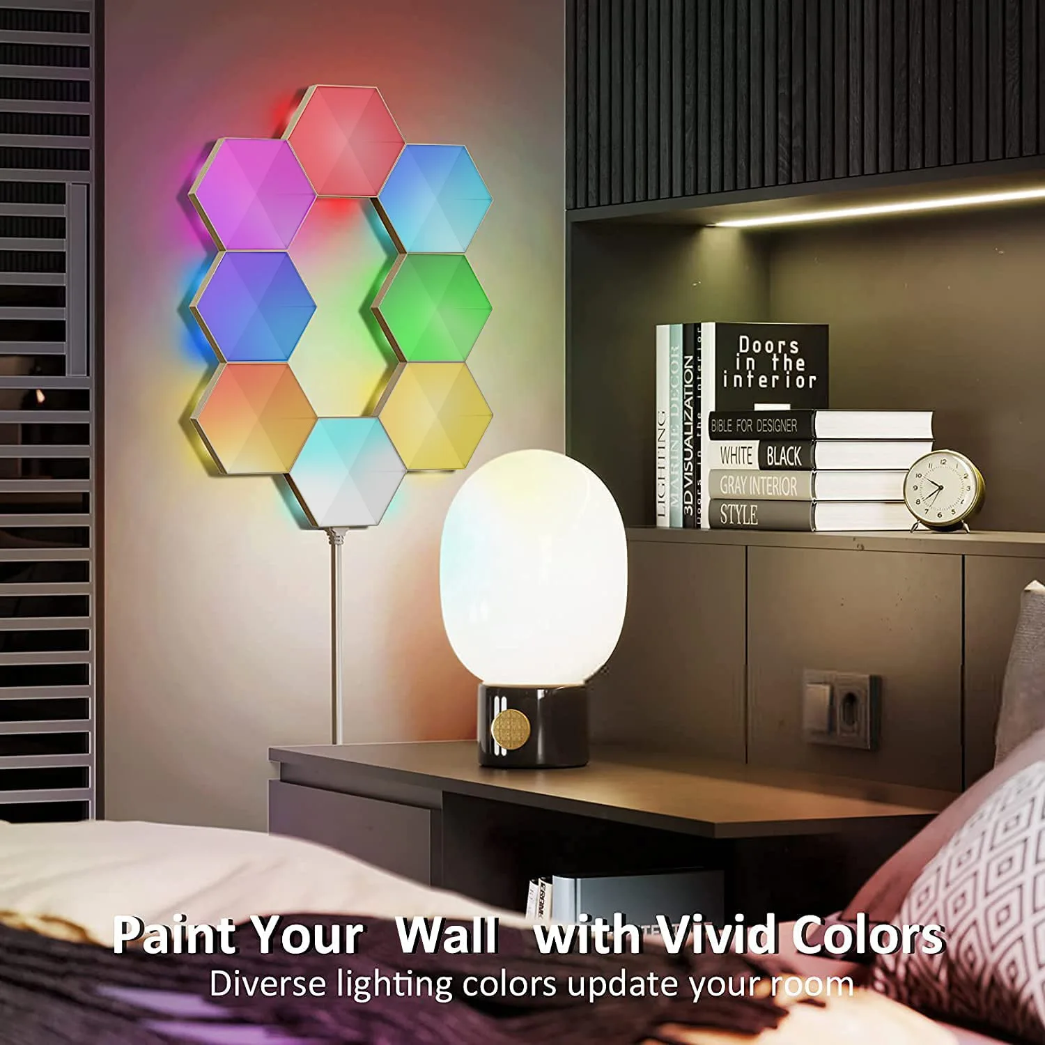 Tuya App Control Led Panel Hexagonal Wall Lamp Diy Geometry Splicing Hex Honeycomb Night Light  work with Google and Alexa