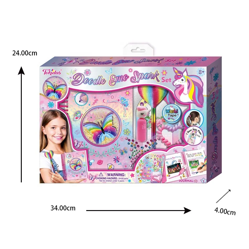 Girls fashion notebook gift with color pen and stickers set kids diary book toys set children make up journal book set