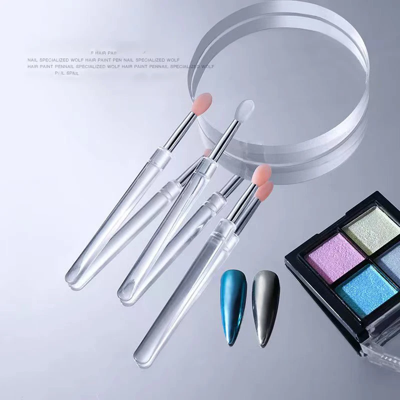 Nail Accessories Silicone Stick Brush Applicator Lip Brush Manicure Tool Magic Mirror Powder Nail Brush