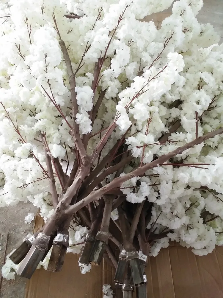 Большое пластиковое искусственное вишневое цветущее растение Белые и розовые цветы цветущее дерево Сакура для украшения сада свадьбы