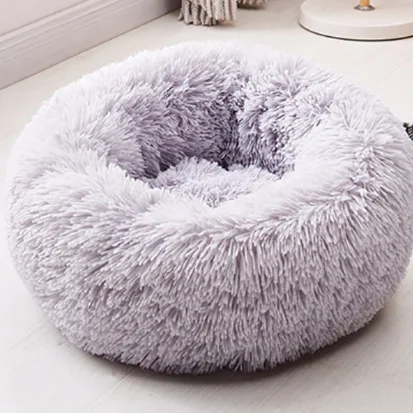 Faux Fur Comfortable Washable Super Soft Donut Bed for Large Pet Cats Brown Round Customized Fluffy Plush Dog Anti Anxiety Bed