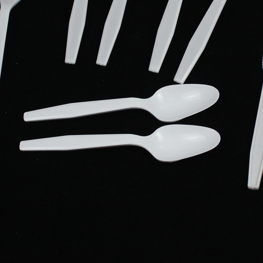 Disposable plastic cutlery 140mm PS plastic spoon white spoon for restaurants