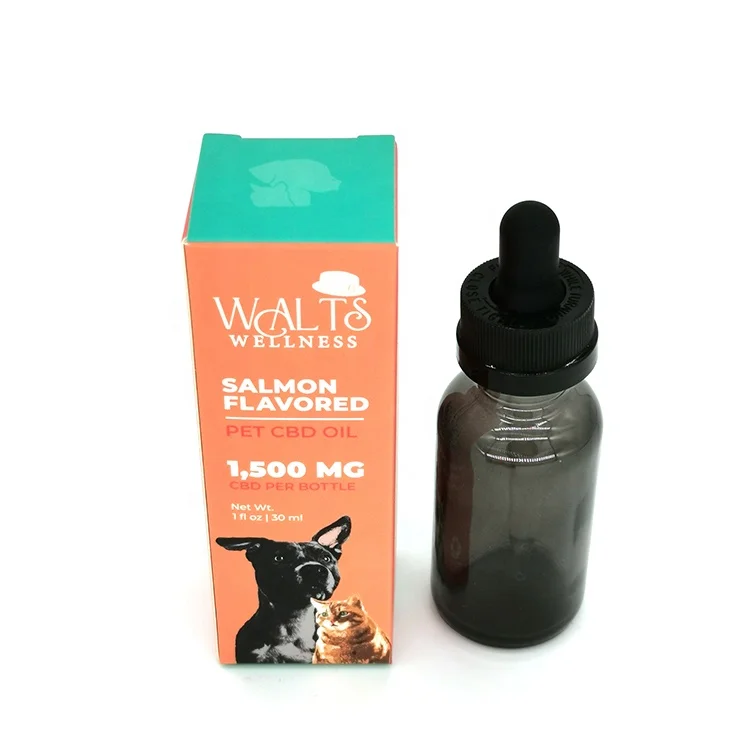 Wholesale custom printed CBD pet oil hemp oil skincare dropper bottle carton paper packaging tuck box for CBD pet products