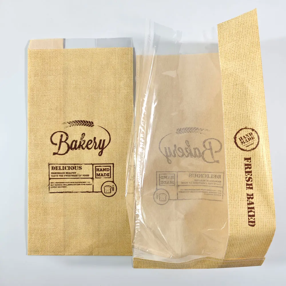 Biodegradable Brown Greaseproof Wax Donut Sandwich Baguette Burger Kraft Paper Bread Packaging Paper Bag