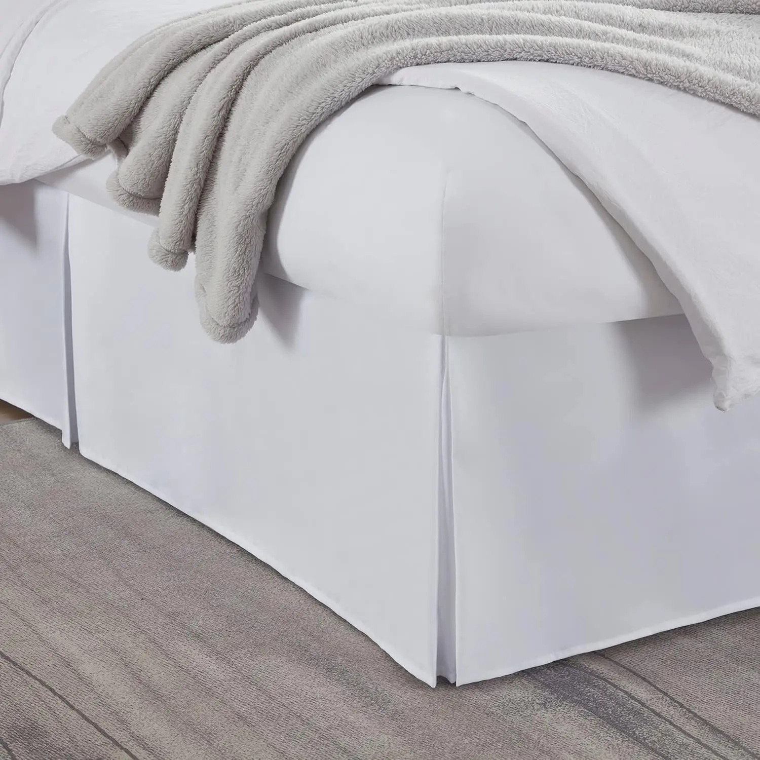 Hotel White Bed Skirt Size 14 Inch Drop Brushed Microfiber Skirts Quality Pleated Shrinkage Fade Resistant skirting