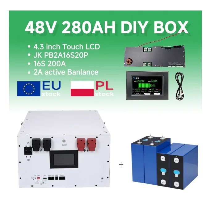Solar lithium battery battery box 16S 48V 280AH 300AH lifepo4 battery metal case storage jk bms diy box lifepo4 280AH diy box