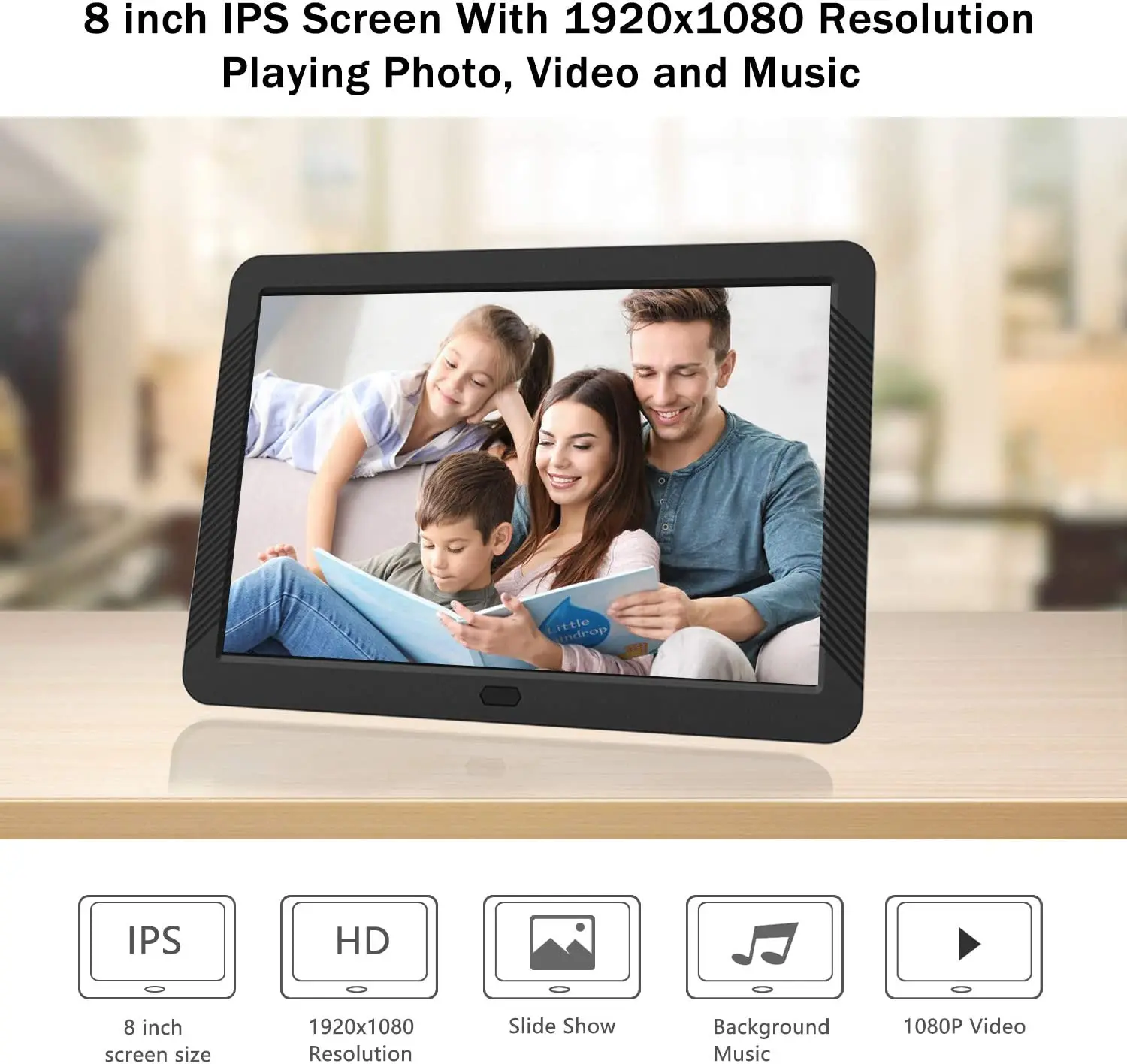 Amaboo Wholesale design of 8 inch LCD digital display photo frame sign USB SD card player