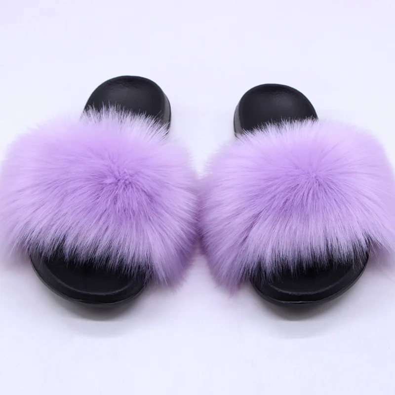 
2021 Newest Women Shoes Fur Slippers Fox Fur Slippers Colorful Ladies Shoes Slippers Sandals 