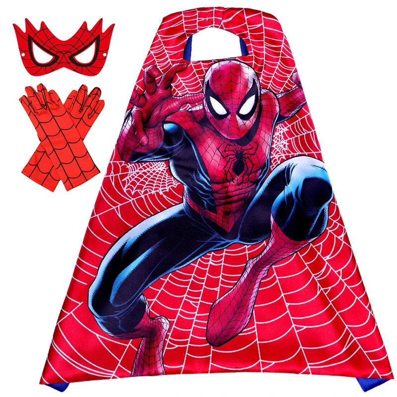 CM249 3pc Kids Party Favors Children Spider Capes Mask and Gloves Suit for Boy and Girls Halloween Party Spiderman Capes Costume