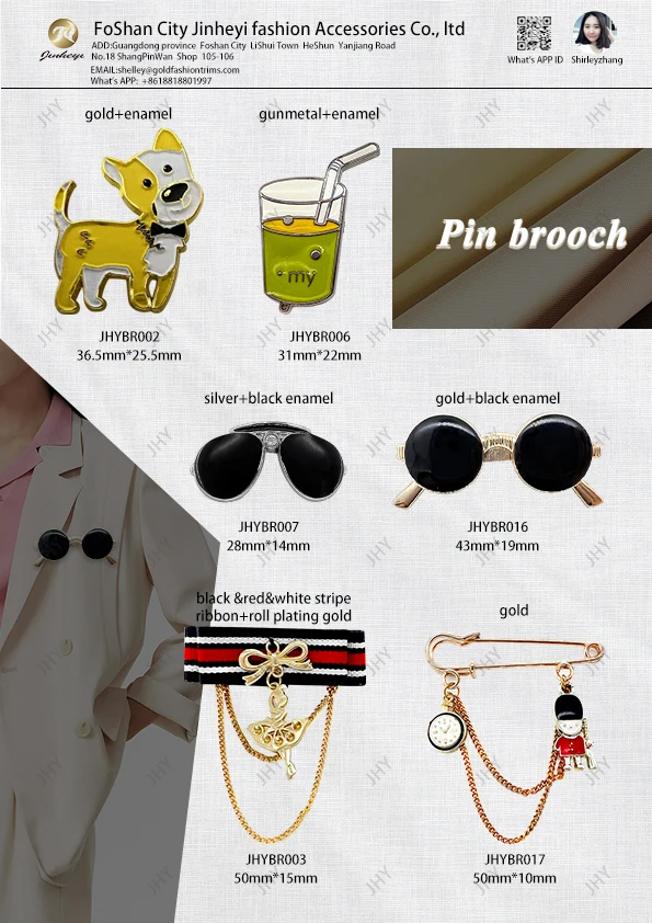 Customized Design Pin Brooch Silver Black Enamel Sunglasses Pin Brooch