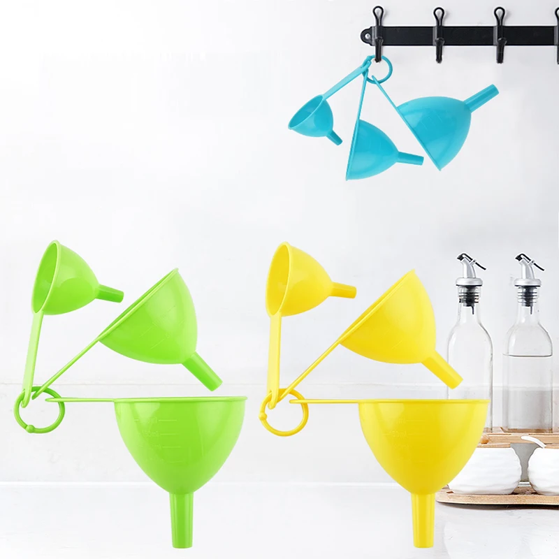 Plastic large small different size funnel cheap price thicken beer funnel for laboratory kitchen set of 3 pcs