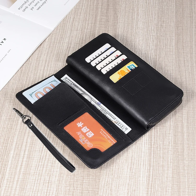 HASSION Custom  big capacity Retro  long  Clutch Wallet leather men Wallet cardholder Purse  Wristlet RFID Blocking men Wallet