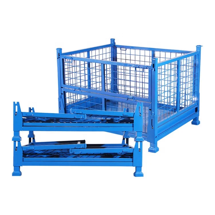 Heavy Duty Steel Storage Cage Stillage Cage Foldable warehouse stacking rack