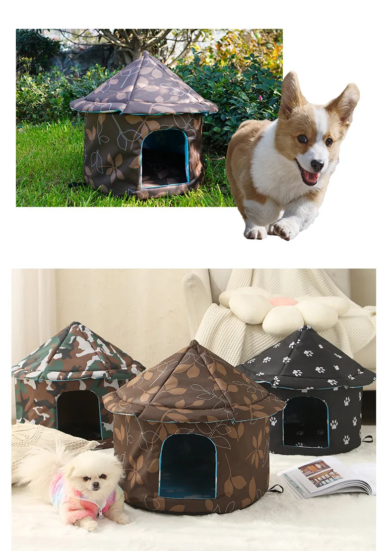Outdoor waterproof pet nest cold-proof tent dog house Oxford cloth cat house Can disassemble and wash stray cat house