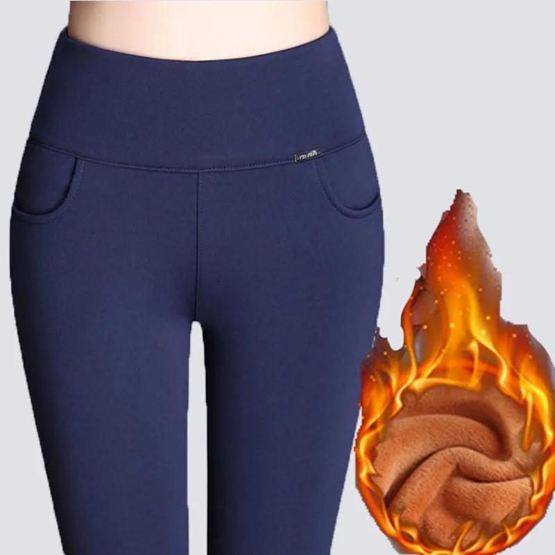 
Winter Leggings Women Plus Size High Waist Stretch Thick Legging Solid Skinny Warm Velvet Pencil Pants Lady Trousers 