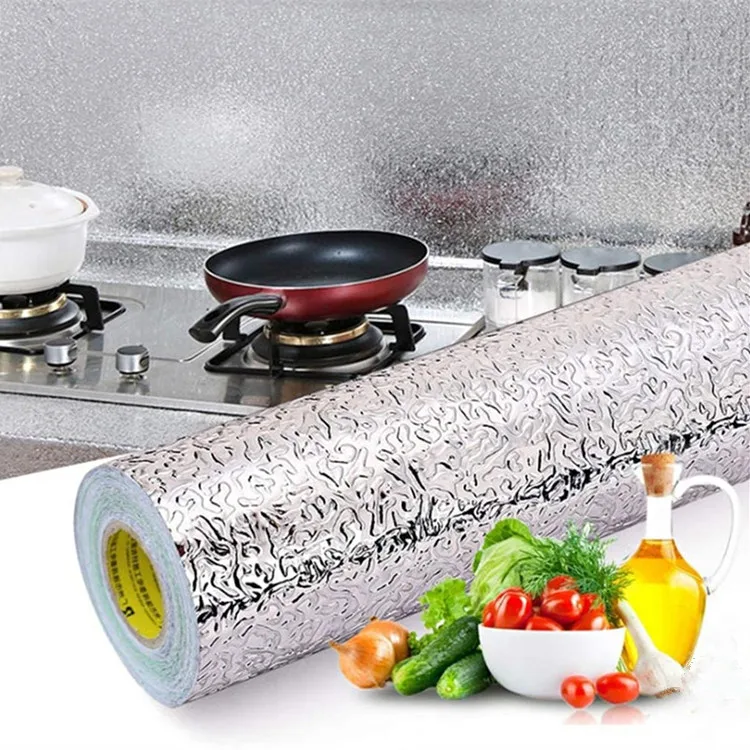 Hot selling wholesale home decoration waterproof and oil proof self adhesive kitchen aluminum foil stickers