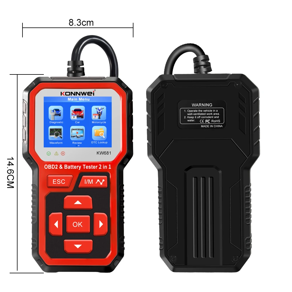 KW681Free Update and Print OBD2 EOBD Vehicle Tools Car Diagnosis Scanner Automotive Diagnostic Tool