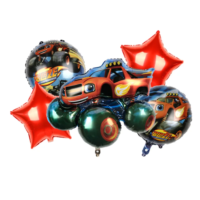 5 pcs/bag New Design BLAZE Car Sets SUV Shaped Foil Balloon play game Happy Birthday Party Decoration balloons supplies