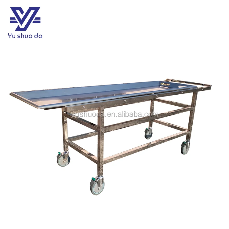 New design roller style hospital use autopsy trolley with brakes