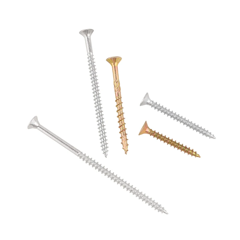 China Manufacturer Suppliers double Countersunk Head white yellow Zinc Plated Sawed mdf parafuso Chipboard Screw