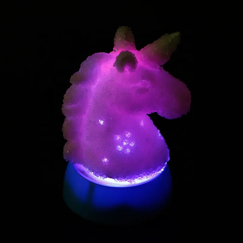 LFC2012 Diy Unicorn Toy Kit Kids Growing Crystal with 7 LED Color Changing Lamp