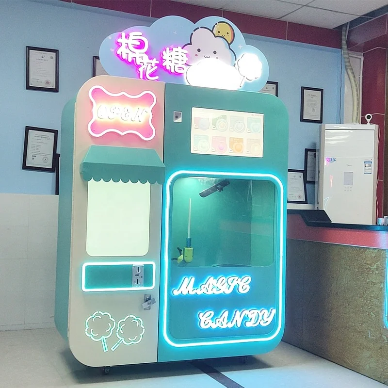 AMA amusement marshmallow full automatic coin operated sweet cotton candy machine
