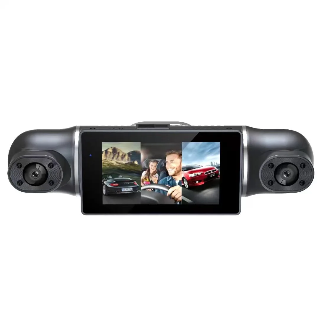Three Cameras 3.0 Inch Lens Car Dvr Triple Hd 170 Degree Wide Angle Black Box 1080p Dash Cam