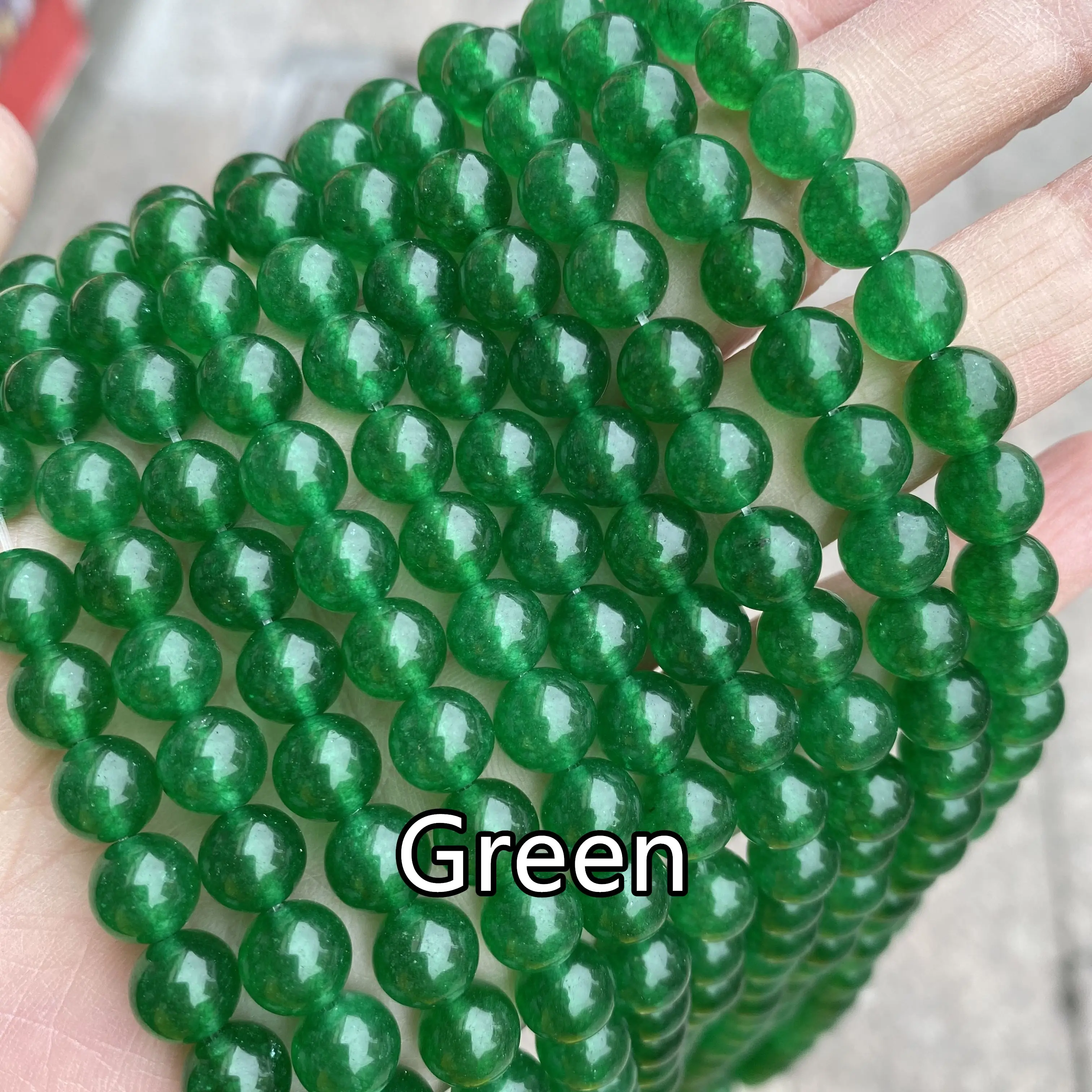 Natural Jade Beads in bulk Gemstone DIY Loose Round Malaysia Jade Assorted Green Jade Beads for Jewelry Making