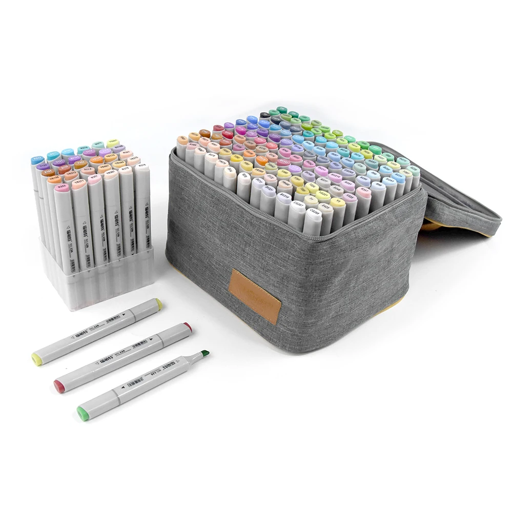 24/36/48/60/80/100/120/168/480 Colors Lettering Sketch Manga Drawing Twin Dual Tips Alcohol Marker Pen Set Oval 1 Set Art Marker