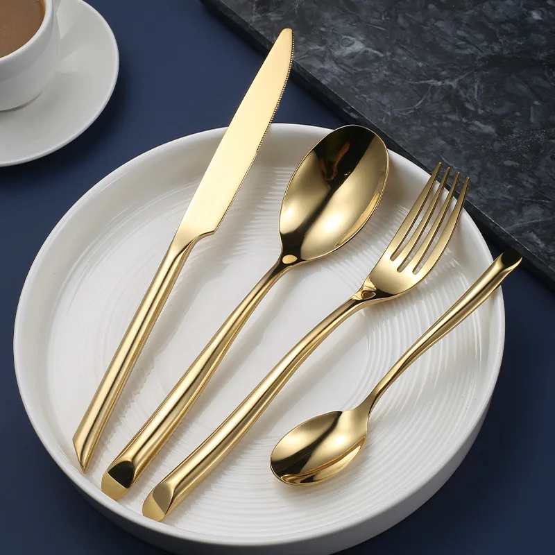 Gold Silverware Set Wedding Party Luxury Stainless Steel spoon fork knife set golden Cutlery set