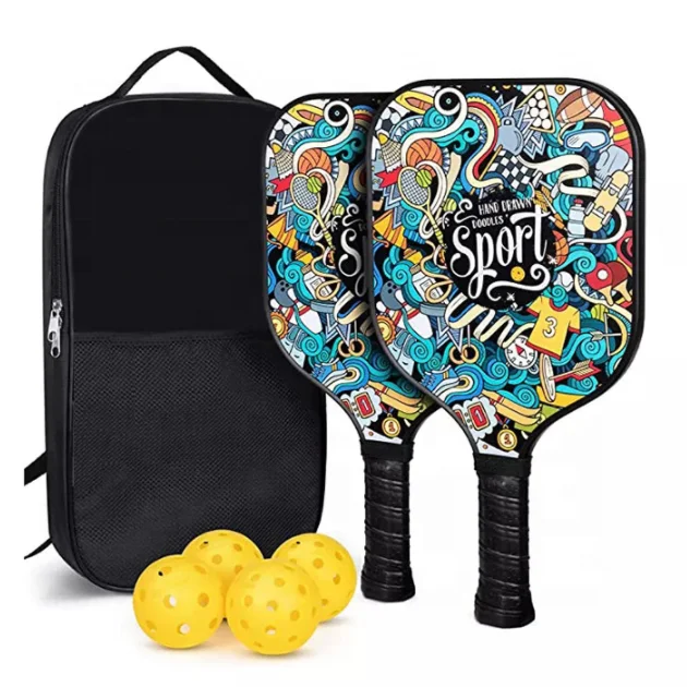 new arrival odm custom USAPA professional cover leather bag carbon honeycomb core & graphite and carbon pickleball paddle set