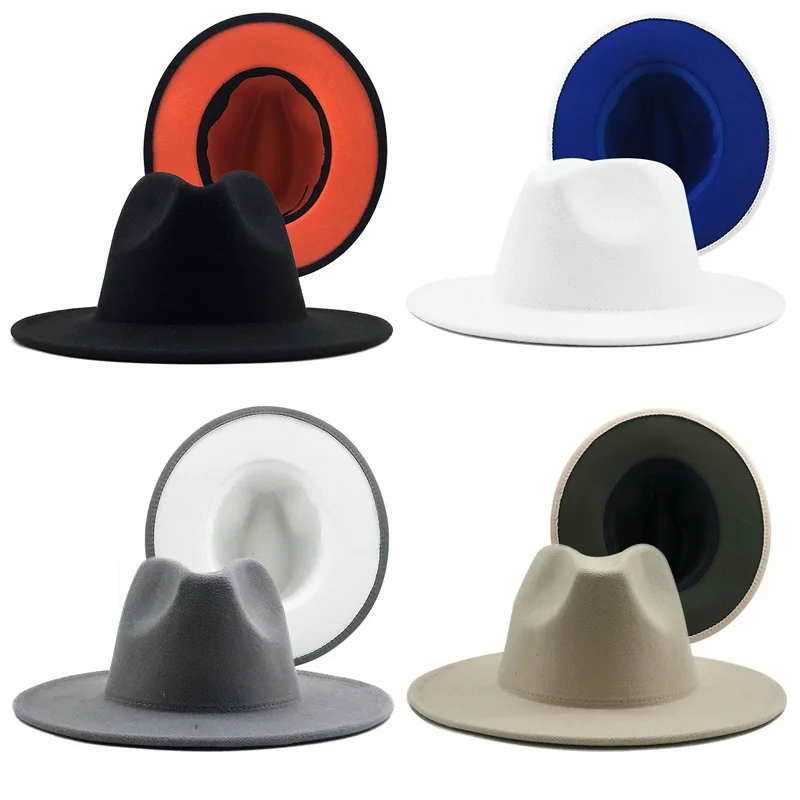 Over 40 Colors Two Tones Hats  High Quality  Wool Felt Fedora Hat For Men And Women Church Fedoras