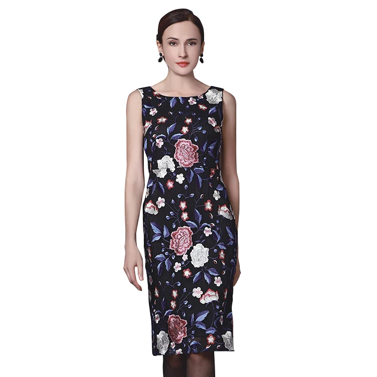 Italy New Design Embroidery Cheongsam Chinese Gown Elegant Dresses Floral Dress