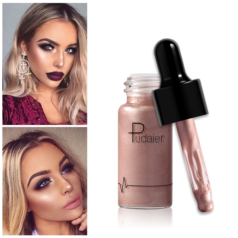 Pudaier Professional Shimmer Highlighter Make Up White Glow Face Brighten Dark Skin Contour Bronzer Highlighter Makeup Liquid