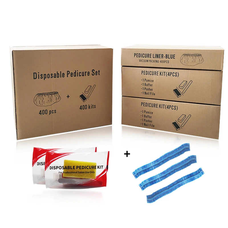 Disposable 400pcs manicure nail kit and 400pcs pedicure spa liner