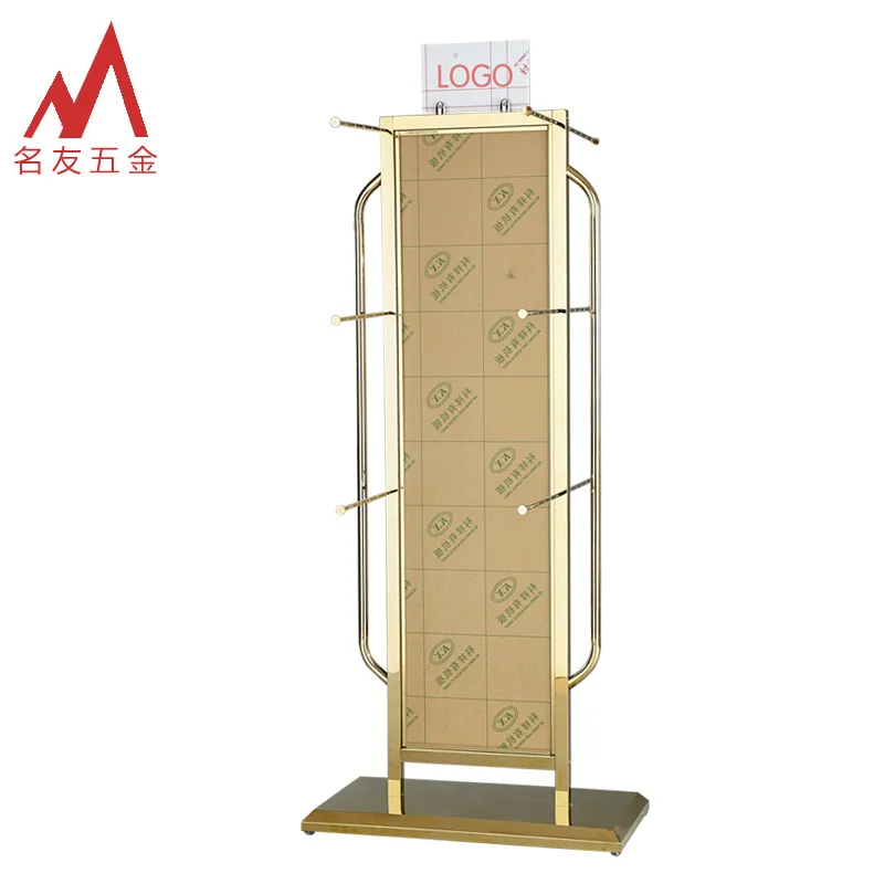 Factory direct luxury golden floor standing metal hanging clothes lingerie store display furniture for shop decoration