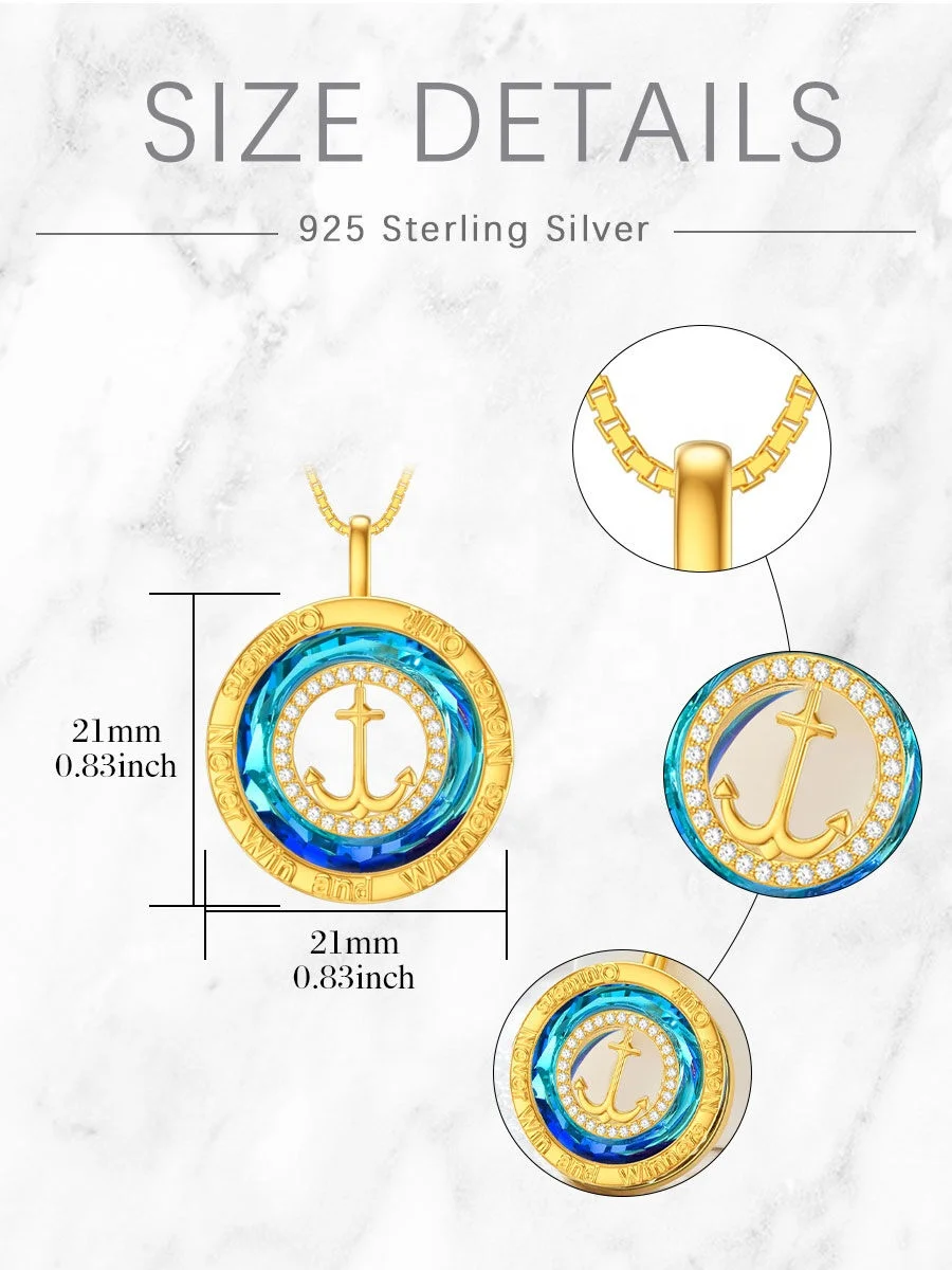 Fashion Jewelry Zircon Crystal 14kGold Plated 925 Sterling Silver Anchor Nautical for nspirational gift Inspiration Necklaces